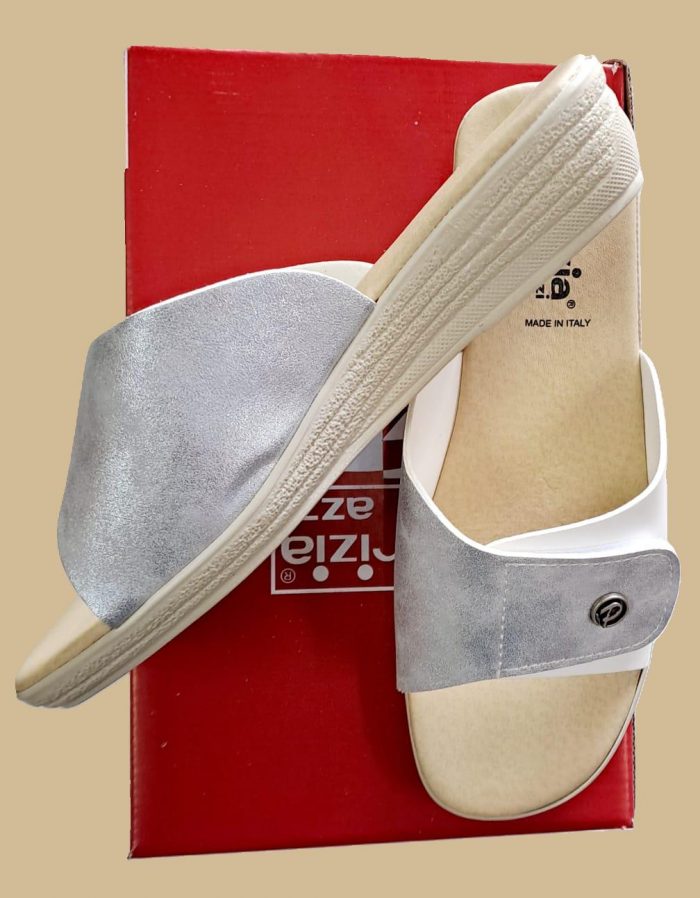 Patrizia Azzi - Ciabatte Donna - Bianco / Argento - ( Made In Italy ) - / Art.171 - immagine 6
