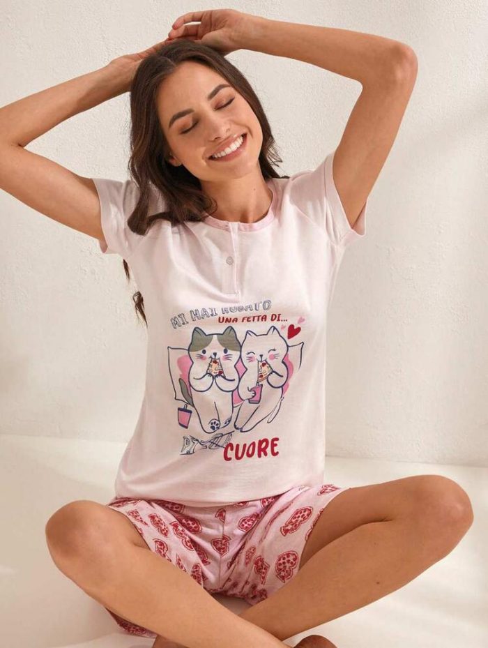 Il Granchio - Homewear - Pigiama Estivo Corto Donna in Cotone / Art.GP5097