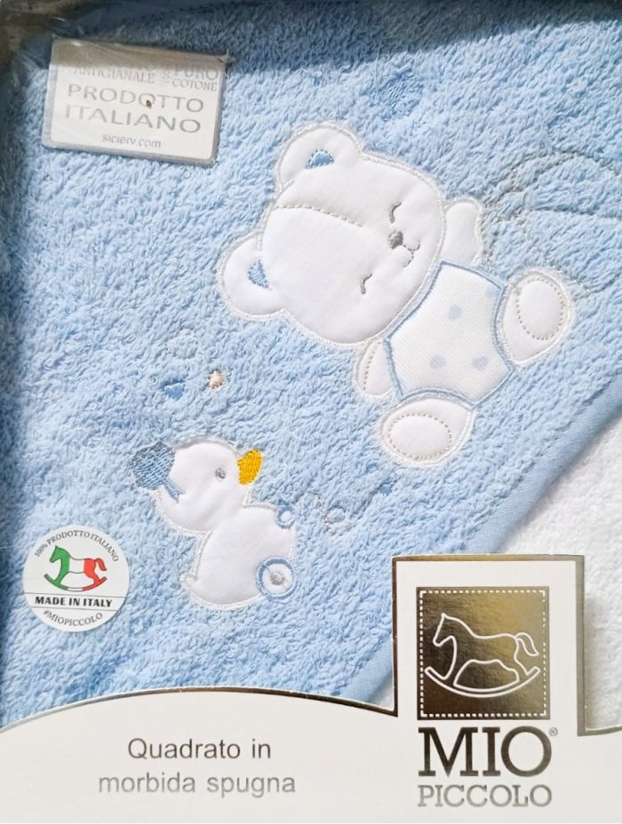 Mio Piccolo - Accappatoio Baby in Spugna Quadrato Ricamato / Art.57 - Dis.372