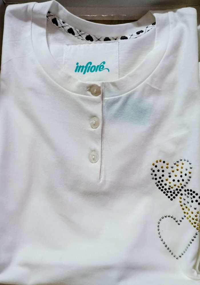 InFiore - Pigiama a Mezza- Manica Donna Girocollo con Bottoni + Pantaloncino / Art.CRO652370 - immagine 2