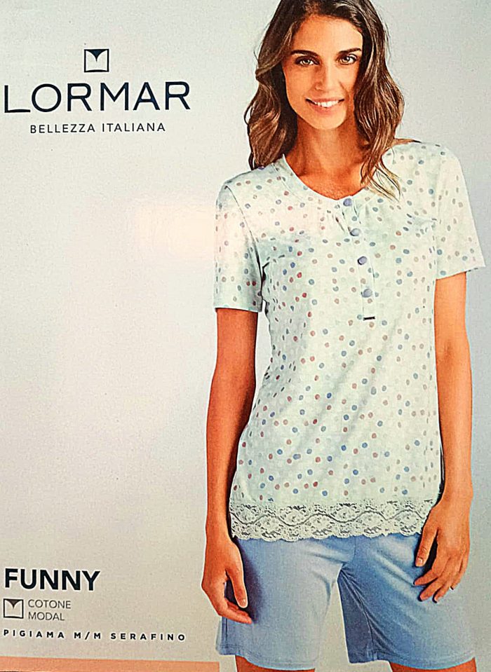 Lormar - Pigiama Serafino + Pantalone Corto / Art.Funny-65.0382