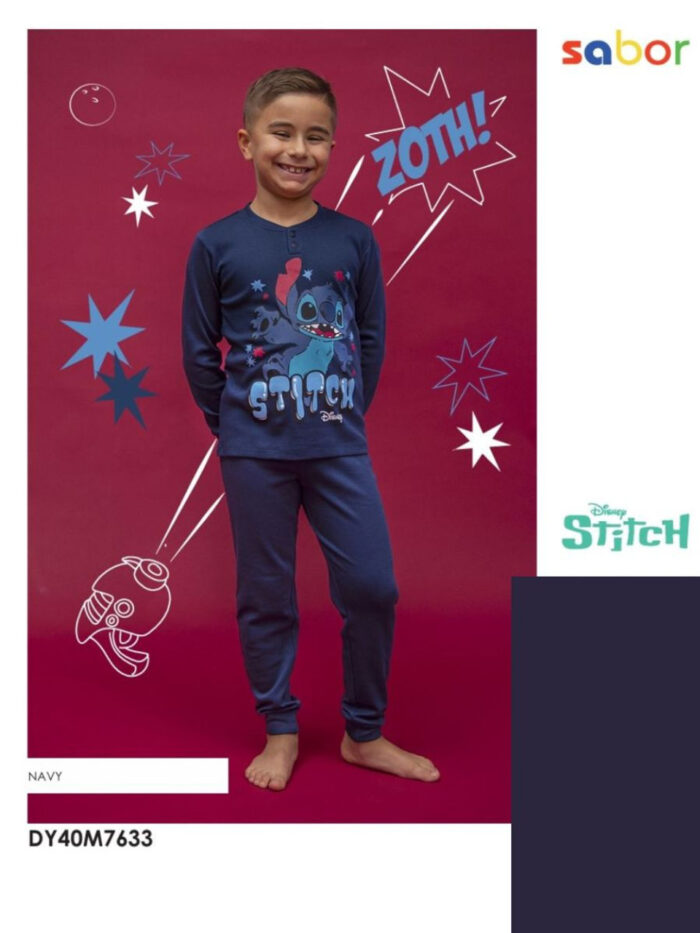 Sabor - Disney Lilo e Stitch - Pigiama Lungo Da Bambino Caldo Cotone