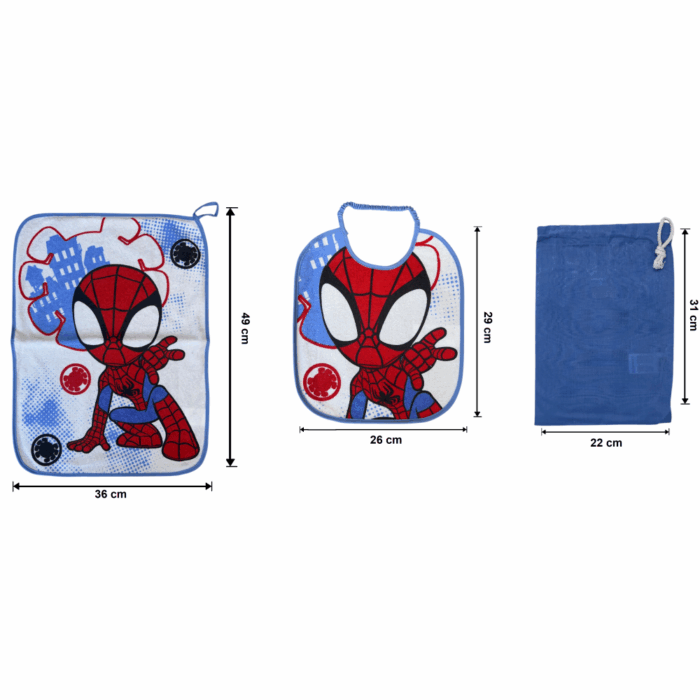 Spidey Marvel - Set Asilo 3 Pezzi Bavetta Con Elastico Tovaglietta Sacca - immagine 2